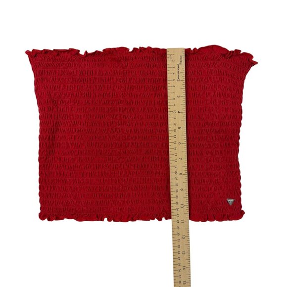 GUESS Red Smocked Tube Crop Top Size XL - Picture 7 of 9
